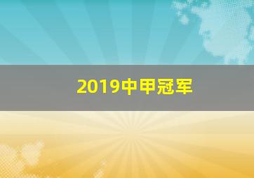 2019中甲冠军