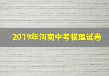 2019年河南中考物理试卷