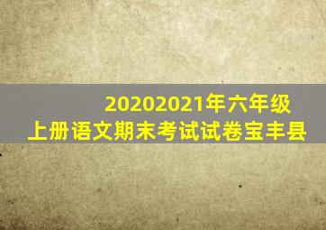 20202021年六年级上册语文期末考试试卷宝丰县