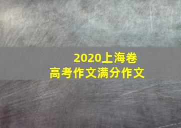 2020上海卷高考作文满分作文