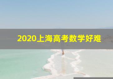 2020上海高考数学好难