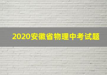 2020安徽省物理中考试题