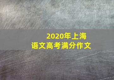 2020年上海语文高考满分作文