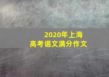 2020年上海高考语文满分作文