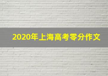 2020年上海高考零分作文