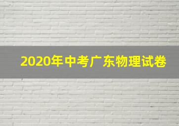 2020年中考广东物理试卷