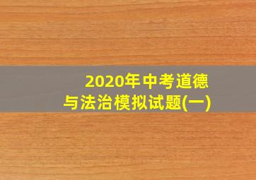 2020年中考道德与法治模拟试题(一)