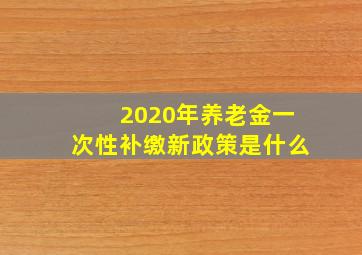 2020年养老金一次性补缴新政策是什么