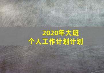 2020年大班个人工作计划计划