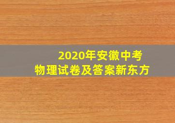 2020年安徽中考物理试卷及答案新东方