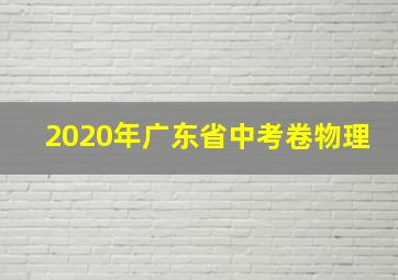 2020年广东省中考卷物理