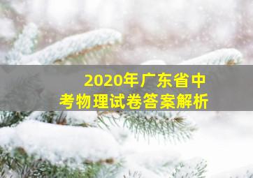 2020年广东省中考物理试卷答案解析