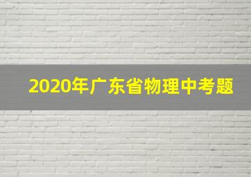 2020年广东省物理中考题