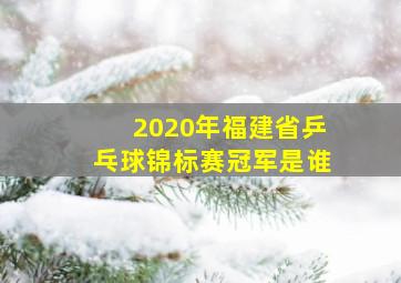 2020年福建省乒乓球锦标赛冠军是谁