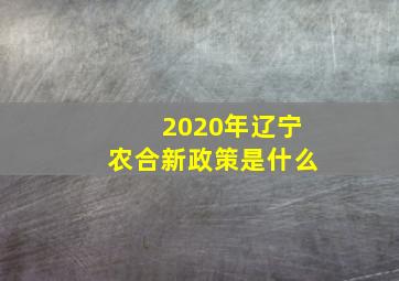 2020年辽宁农合新政策是什么