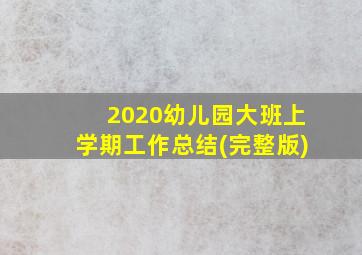 2020幼儿园大班上学期工作总结(完整版)