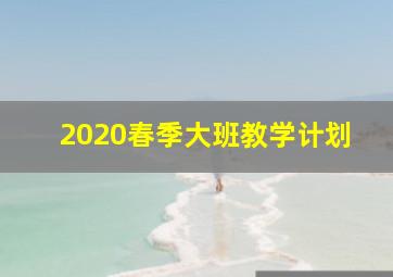 2020春季大班教学计划