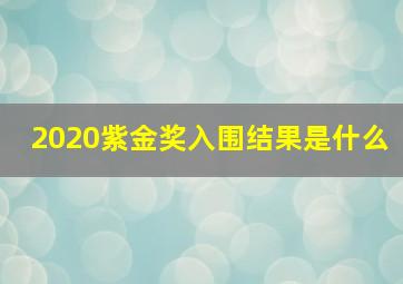 2020紫金奖入围结果是什么