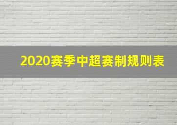 2020赛季中超赛制规则表