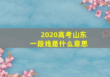 2020高考山东一段线是什么意思