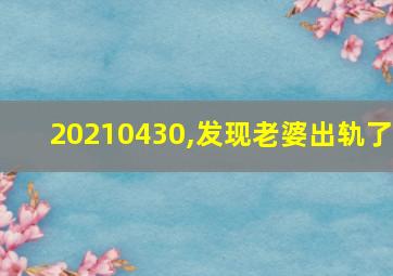 20210430,发现老婆出轨了