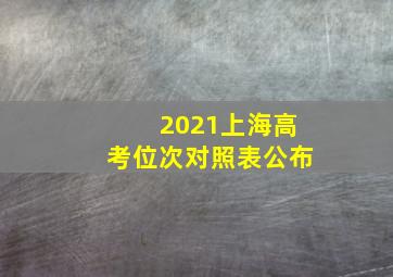 2021上海高考位次对照表公布