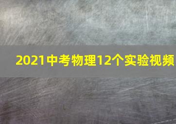 2021中考物理12个实验视频