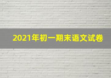 2021年初一期末语文试卷