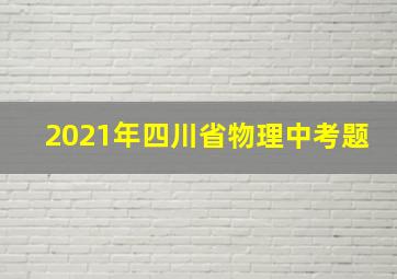 2021年四川省物理中考题