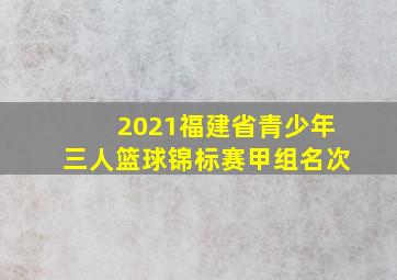 2021福建省青少年三人篮球锦标赛甲组名次