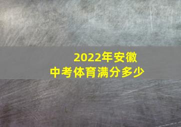 2022年安徽中考体育满分多少