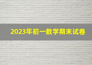 2023年初一数学期末试卷