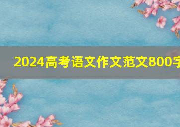 2024高考语文作文范文800字