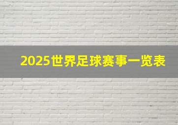 2025世界足球赛事一览表