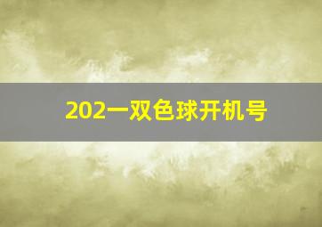 202一双色球开机号