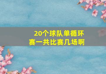 20个球队单循环赛一共比赛几场啊