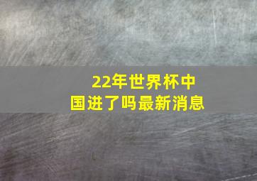 22年世界杯中国进了吗最新消息