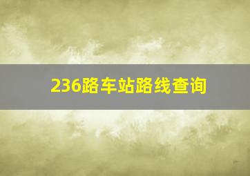 236路车站路线查询