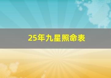 25年九星照命表