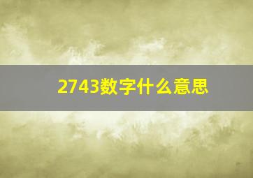 2743数字什么意思