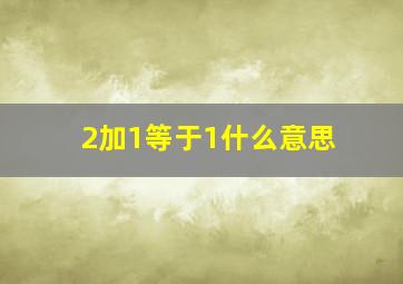 2加1等于1什么意思