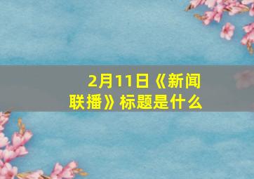 2月11日《新闻联播》标题是什么