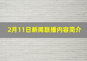 2月11日新闻联播内容简介