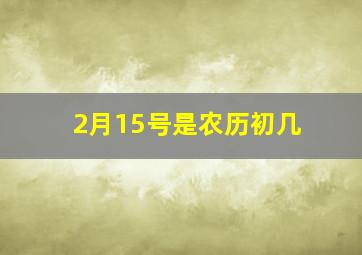 2月15号是农历初几