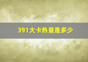 391大卡热量是多少