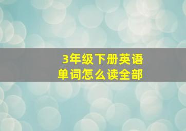 3年级下册英语单词怎么读全部