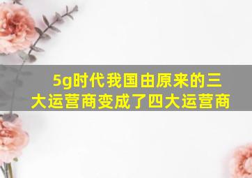 5g时代我国由原来的三大运营商变成了四大运营商