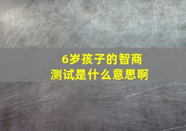 6岁孩子的智商测试是什么意思啊