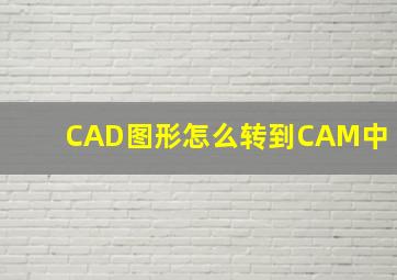 CAD图形怎么转到CAM中