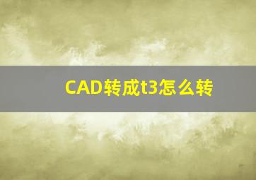 CAD转成t3怎么转